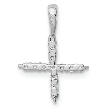 Rhodium Over 14K White Gold Lab Grown Diamond Letter X Initial Pendant