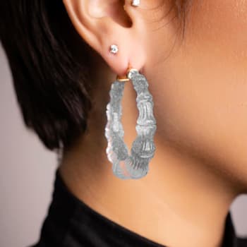 14K Yellow Gold Over Sterling Silver Acrylic and Hand Painted Enamel
Bamboo Illusion Hoops in Pixi