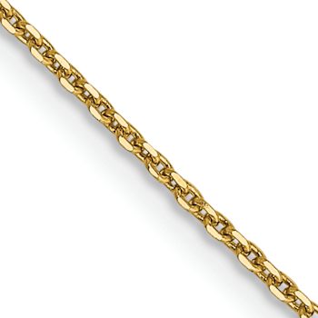 14k Yellow Gold 0.9mm Solid Diamond-Cut Round Open Link Cable 24 Inch Chain