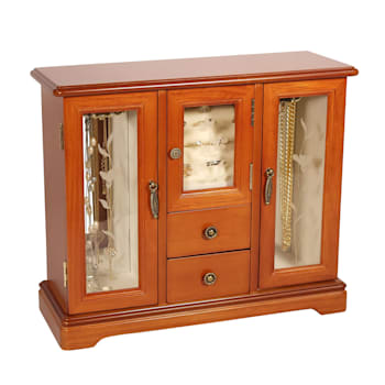 Mele and Co Trina Glass Doors Wooden Jewelry Box