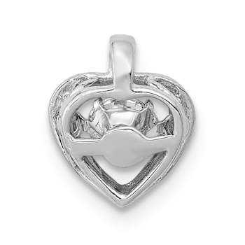Rhodium Over 14k White Gold Vibrant Diamond Heart Pendant