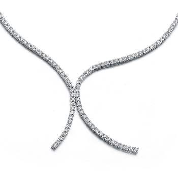 CZ Double-Row Tennis Necklace In Sterling Silver