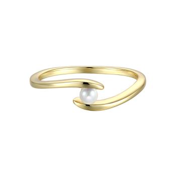 Freshwater Pearl Ocean Wave Stacking Ring In 14K Gold Over Sterling Silver