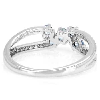Aquamarine And Lab-Grown Diamond Bypass Ring In Sterling Silver