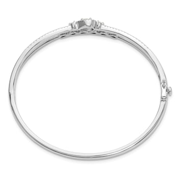 Rhodium Over 14K White Gold Lab Grown Diamond Infinity and Pear Bangle
Bracelet 0.74ctw