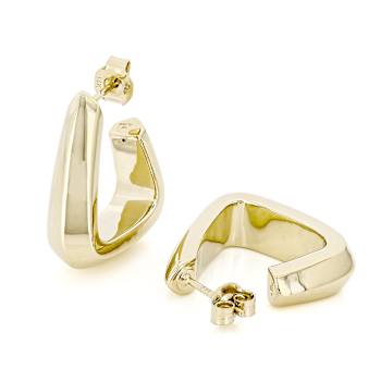 Triangle J-Hoop Earrings In 14K Gold