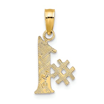 14k Yellow Gold Textured #1 pendant