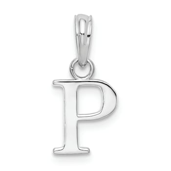 Sterling Silver Polished Block Initial -P- Pendant