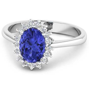 1.63ctw Violet Tanzanite and Diamond 14K White Gold Halo Ring