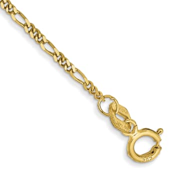 10k Yellow Gold 1.25mm Flat Figaro Pendant Link Bracelet