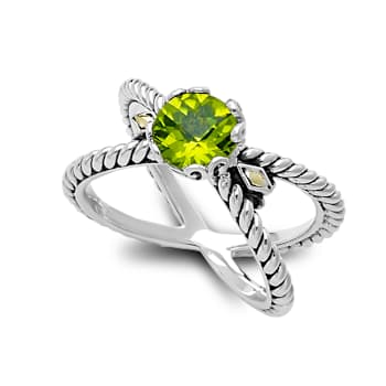 Peridot X-Design Ring In Sterling Silver And 18K Gold
