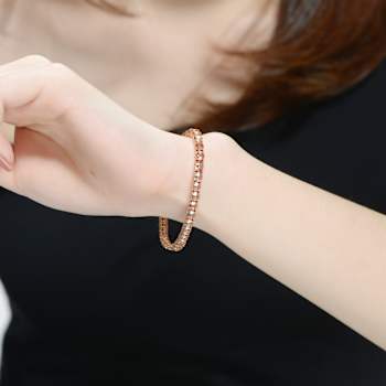 CZ Tennis Bracelet In 18K Rose Gold Over Sterling Silver