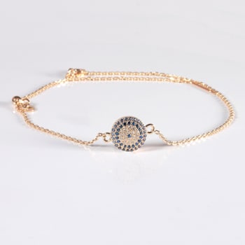 Lab Created Sapphire with Moissanite Evil Eye 14K Yellow Gold Over
Sterling Silver Bracelet