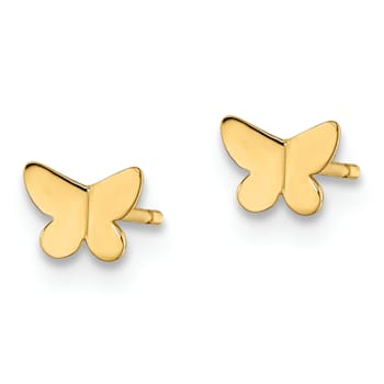 14k Yellow Gold Butterfly Stud Earrings