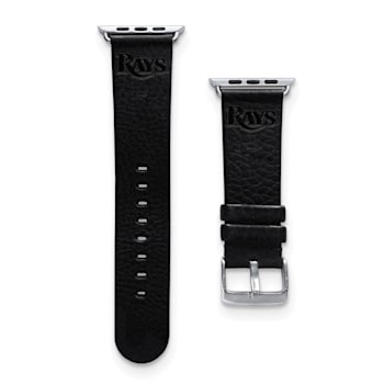 Gametime MLB Tampa Bay Rays Black Leather Apple Watch Band (42/44mm
M/L). Watch not included.