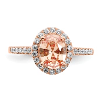 14K Rose Gold Morganite Diamond Halo Engagement Ring