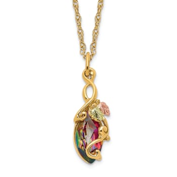 10k Yellow Gold  12k Rose Gold and 12k Green Gold Accent Mystic Topaz
Pendant  18 Inch Chain