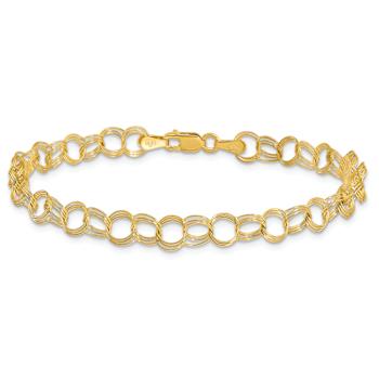 10k Yellow Gold 6mm Triple Link Charm Bracelet