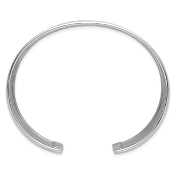 Rhodium Over Sterling Silver 37mm Hammered Cuff Bracelet
