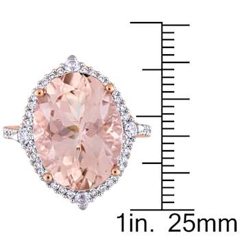 Morganite, White Sapphire and Diamond 14K Rose Gold Ring 10.33ctw