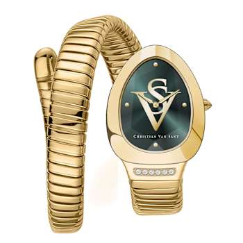 Christian Van Sant Women's Naga Green Dial, Yellow Stainless Steel Watch