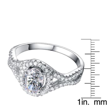 CZ Halo Solitaire Ring In Sterling Silver