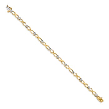 10k Yellow Gold and 10k White Gold Diamond Infinity Bracelet