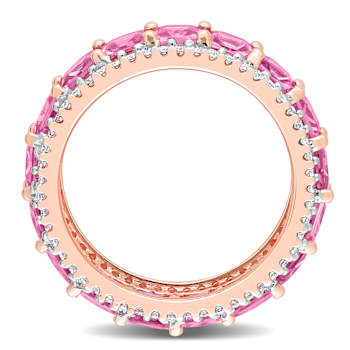 Pink Sapphire and Diamond 14K Rose Gold Ring 6.47ctw