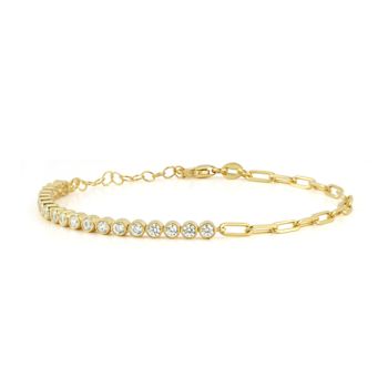 Sterling Statements 14K Yellow Gold Over Sterling Silver CZ Tennis X
Paperclip Bracelet