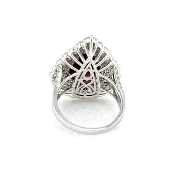 10.95 Ctw Garnet and 3.08 Ctw White Diamond Ring in 14K 2-Tone