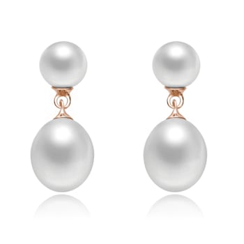 Pear Shape Pearl Simulant Drop Earrings In 18K Rose Gold Over Sterling Silver