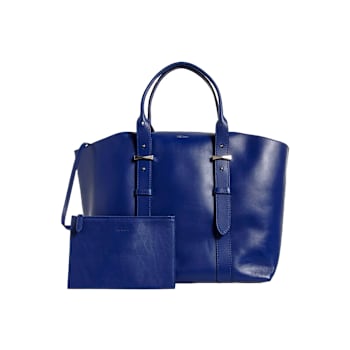 Alexander McQueen Large Leather Legend Tote Bag with Bonus Pouch in Blue