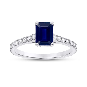 Sapphire and Diamond 14k White Gold Engagement Ring 1.36ctw