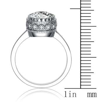 CZ Halo Engagement-Style Ring In Sterling Silver