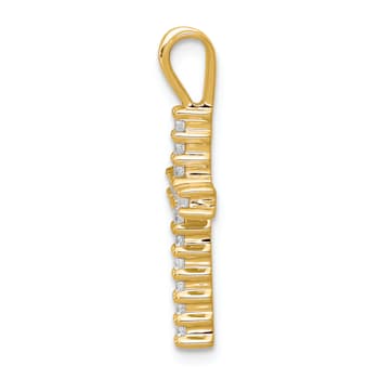 14K Yellow Gold and Rhodium Diamond Latin Cross Pendant