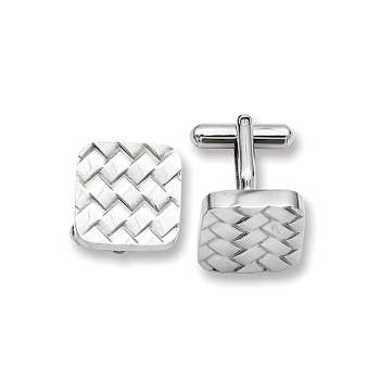 Stainless Steel Basket Weave Design Cuff Links