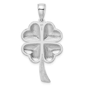 Rhodium Over 14k White Gold Polished 4-Leaf Clover Pendant