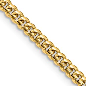 14k Yellow Gold 3.5mm Solid Miami Cuban 20 Inch Chain