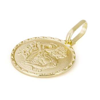 Aquarius Zodiac Medallion Pendant In Solid 14K Yellow Gold