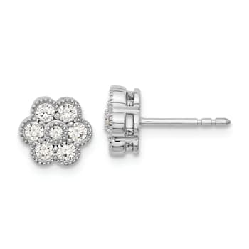 Rhodium Over 14K White Gold Lab Grown Diamond SI1/SI2, G H I, Floral
Post Earrings