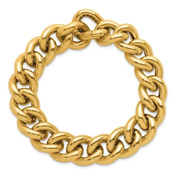 14K Yellow Gold 14.8mm Curb 8 Inch Bracelet