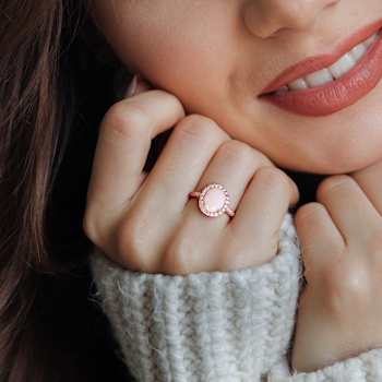 Opal and Diamond 14K Rose Gold Ring 2.08ctw