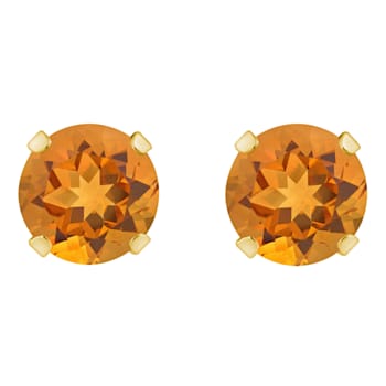 5mm Round Citrine 10k Yellow Gold Stud Earrings