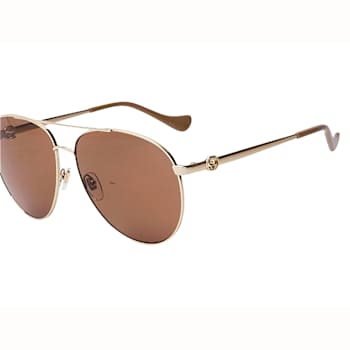 Gucci Gold Tone Aviator Frame / Brown Gradient Lenses Sunglasses