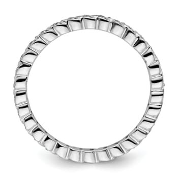 Sterling Silver Stackable Expressions Polished Diamond Ring 0.18ctw