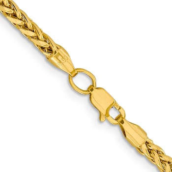 14k Yellow Gold 3.1mm Diamond-Cut Wheat Link 18 Inch Chain