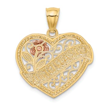14k Tri-color Gold Polished Grandma Heart Pendant