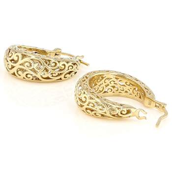 Filigree Hoop Earrings In 18K Gold Over Sterling Silver