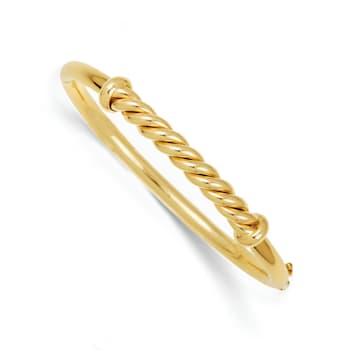 14K Yellow Gold Polished Twisted Bar Bangle