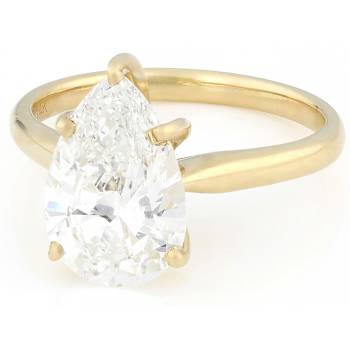 Lab-Grown Diamond Pear Shape Solitaire Ring In 14K Gold 3.00ct